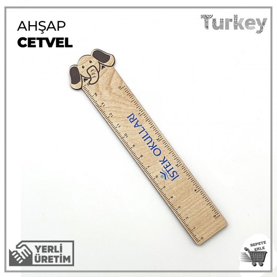 Ahşap Fil Cetvel 15 cm